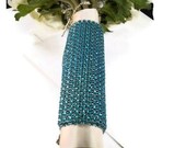 Turquoise Teal Bouquet Bridal Wrap Bling Rhinestone  Diamond Crystal  Wedding Bouquet Turquoise Wrap