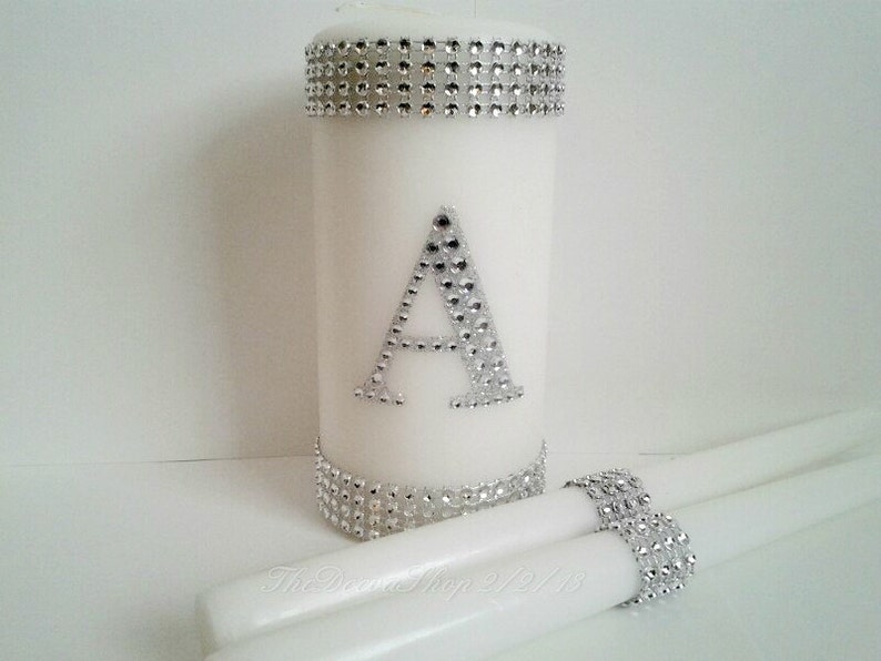 Unity Candle Unity Wedding Candle Set Silver Bling Etsy