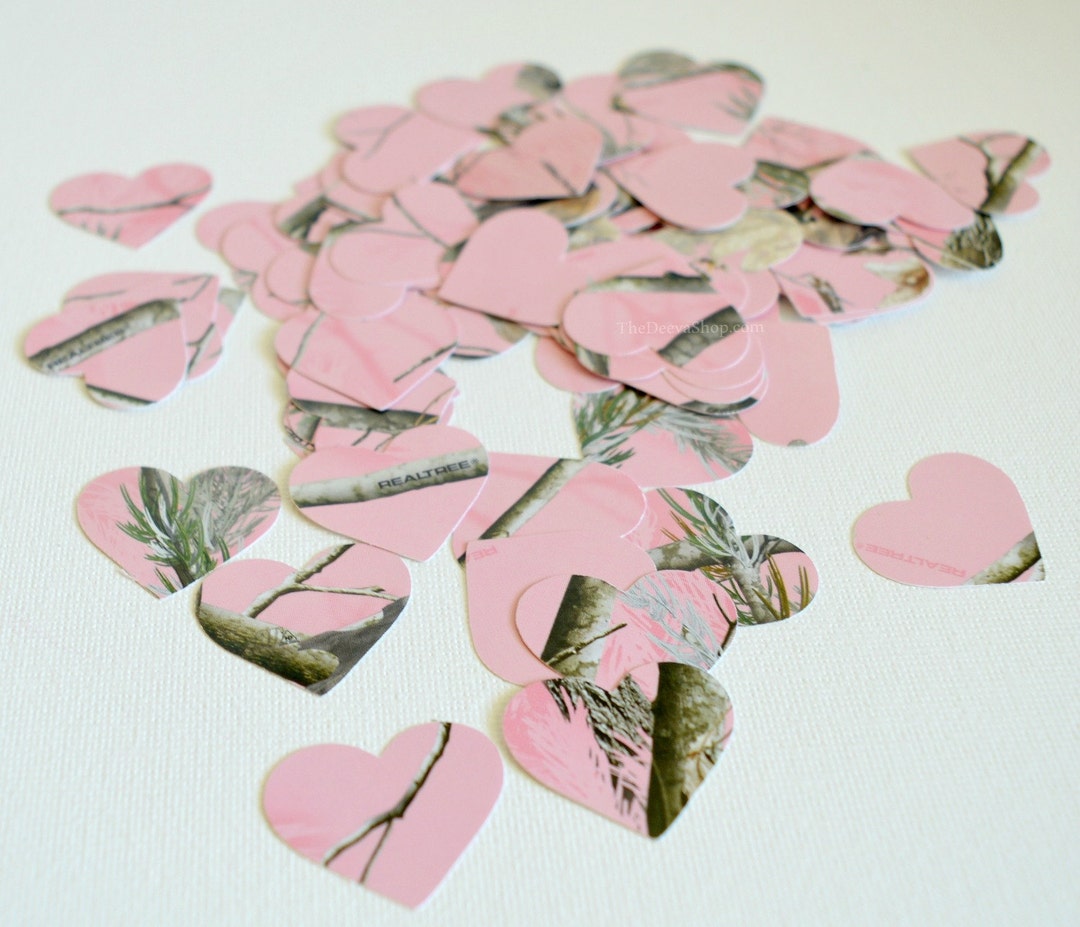 Pink Camo Confetti Camouflage Heart Confetti Camouflage Etsy