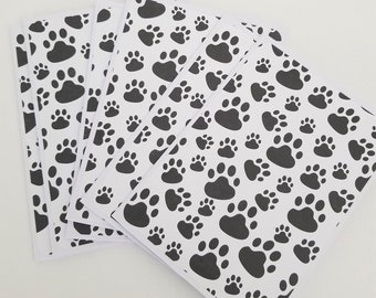 6 Note Cards With Envelopes - Paw Print Blank Note Cards - Note Card Set Floral Stationary Set - Greeting Card Set