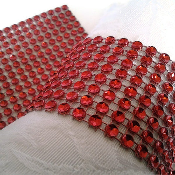 Red Bling Napkin Rings - Rhinestone Napkin Ring Wraps - Holiday Party Napkin Rolls -Red Hat Luncheon Napkin Rings 25 Pc Lot