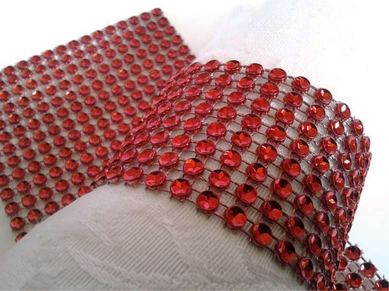 Red Bling Napkin Rings Rhinestone Napkin Ring Wraps Holiday Party Napkin Rolls Red Hat Luncheon Napkin Rings 25 Pc Lot image 1