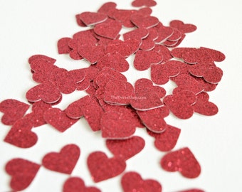 Red Heart Confetti - Red Glitter Hearts -  Wedding Decoration-  Shower Table Scatter - Valentine Day Confetti - Red Glitter Confetti Hearts