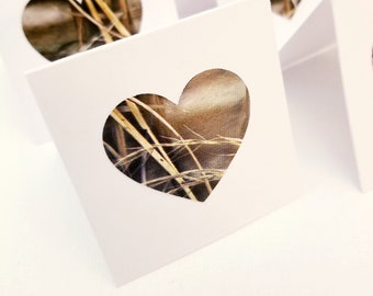 16 Mini Cards - 2.00 x 2.00 Cards -  Mini Lunch Box Cards -Camo Hearts Note Cards - Small Thank You Cards - Mini Blank Cards - Gift Tags