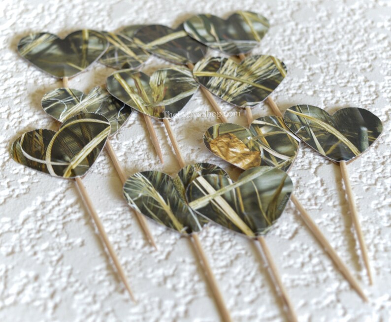 Camouflage Cupcake Toppers Wetlands Camouflage Cupcake Picks Etsy