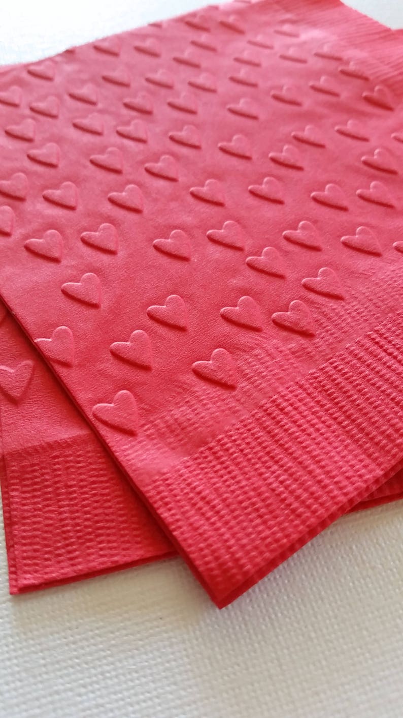 Cocktail Napkins Embossed Wedding Napkins Embossed Heart Etsy