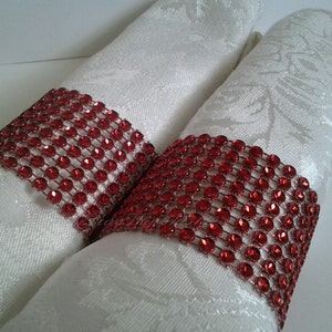 Red Bling Napkin Rings Rhinestone Napkin Ring Wraps Holiday Party Napkin Rolls Red Hat Luncheon Napkin Rings 25 Pc Lot image 4