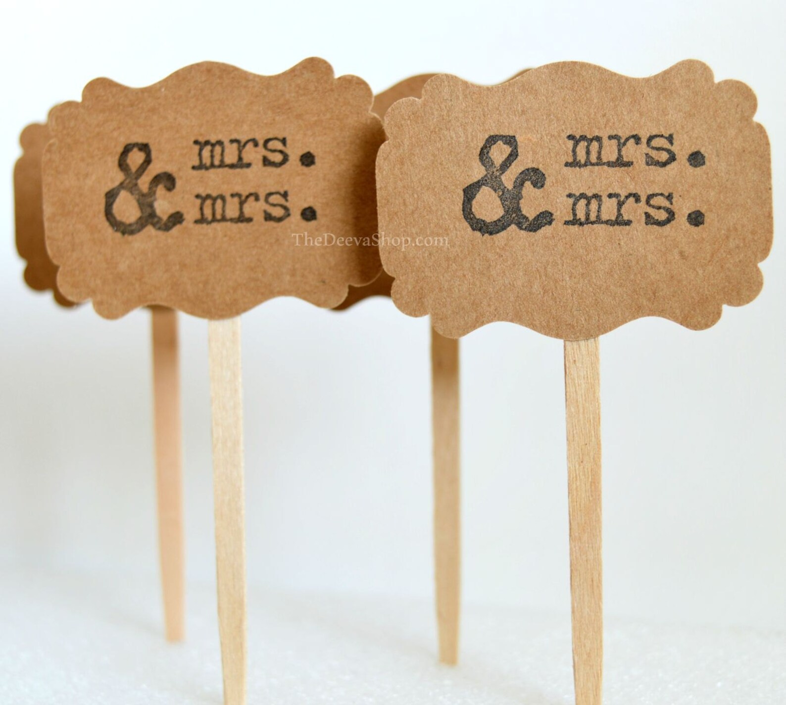 Kraft Cupcake Toppers Mrs & Mrs Wedding Cupcake Toppers Etsy