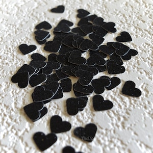 Heart Confetti - Black Glitter Hearts - Glitter Wedding Decor - Glitter Confetti Hearts - Black Mini Hearts Table Scatter - Party Confetti