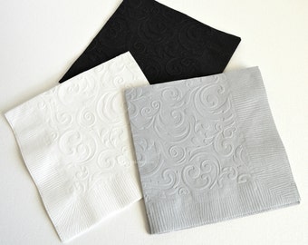 Embossed Cocktail Beverage Napkins - Wedding or Bridal Shower Party Napkins - Personalized Napkins - Custom Cocktail Hour Napkins 25 Pcs