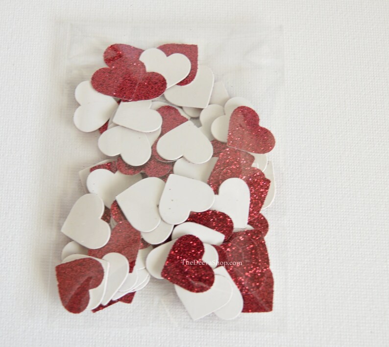 Red Heart Confetti Red Glitter Hearts Wedding Decoration Etsy