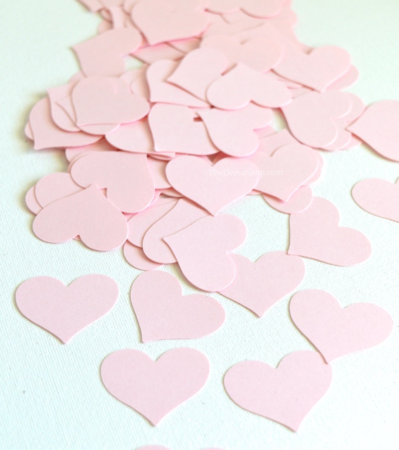 Heart Confetti, Blush Pink Paper Hearts, Wedding Decor, Paper Confetti Hearts, Valentine Day Hearts,Pink Heart Table Scatter Confetti image 1