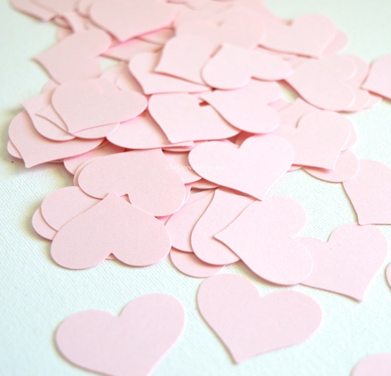 Heart Confetti, Blush Pink Paper Hearts, Wedding Decor, Paper Confetti Hearts, Valentine Day Hearts,Pink Heart Table Scatter Confetti image 2