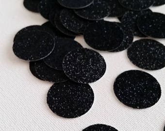 Glitter Confetti - Black Glitter Confetti Circles - Glitter Wedding Decor - Party Cut Out Glitter Circles - Table Scatter