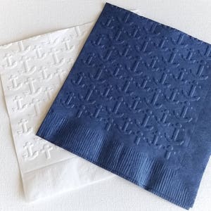 Cocktail Napkins - Embossed Wedding Napkins - Embossed Anchor Beverage Napkins - Navy Theme Party - Personalized Party Napkins  25 Pcs