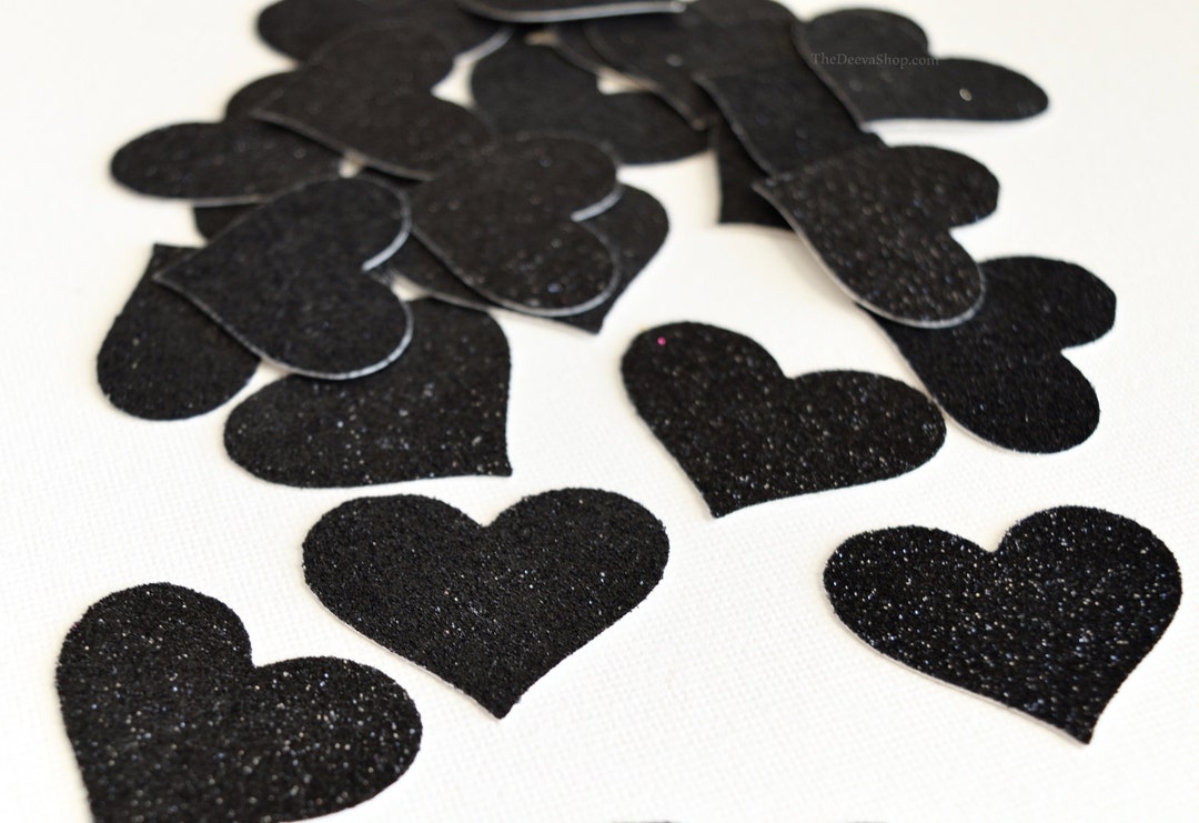 Black Glitter Hearts Glitter Wedding Decor Black Hearts Confetti