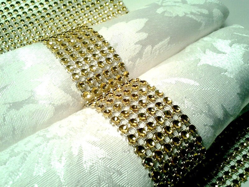 Gold Napkin Rings Bling Rhinestone Napkin Roll Wraps Etsy