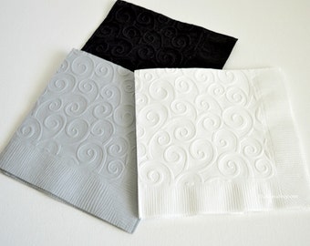 Cocktail Napkins - Embossed Wedding Napkins - Swirl Embossed Beverage Napkins- Custom Napkins -Cocktail Hour Party Anniversary Shower Napkin