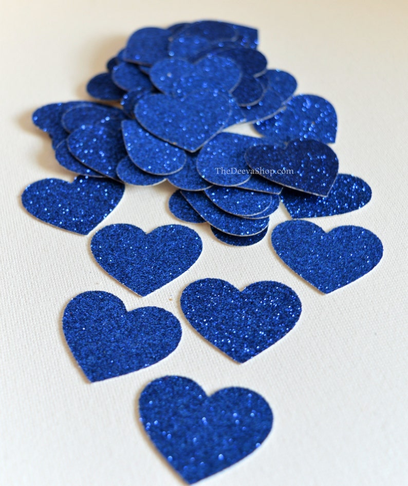 Glitter Confetti Blue Glitter Confetti Hearts Glitter Wedding Decor Party Cut Out Glitter Hearts Table Scatter Confetti 50 Pcs Bild 3