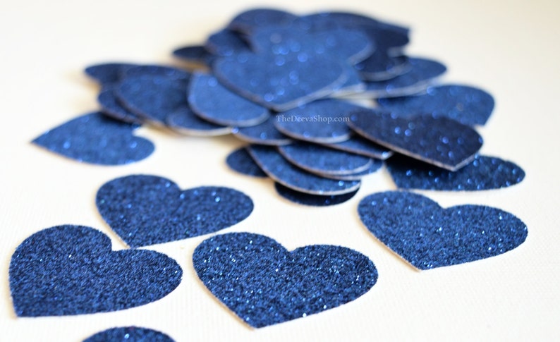 Glitter Confetti Blue Glitter Confetti Hearts Glitter Wedding Decor Party Cut Out Glitter Hearts Table Scatter Confetti 50 Pcs Bild 2