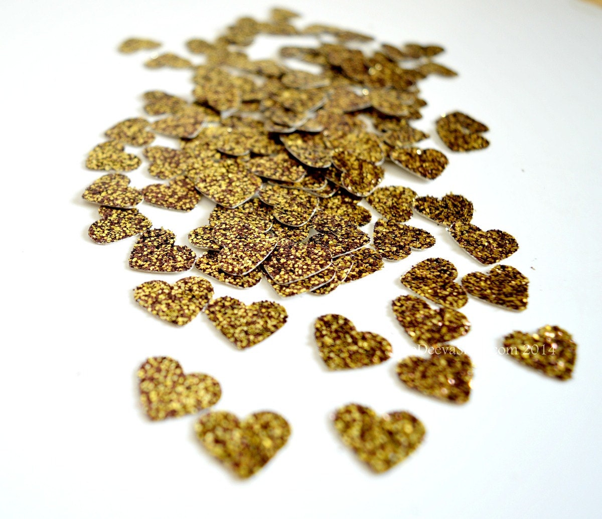 Gold Heart Confetti Gold Glitter Wedding Decoration Etsy