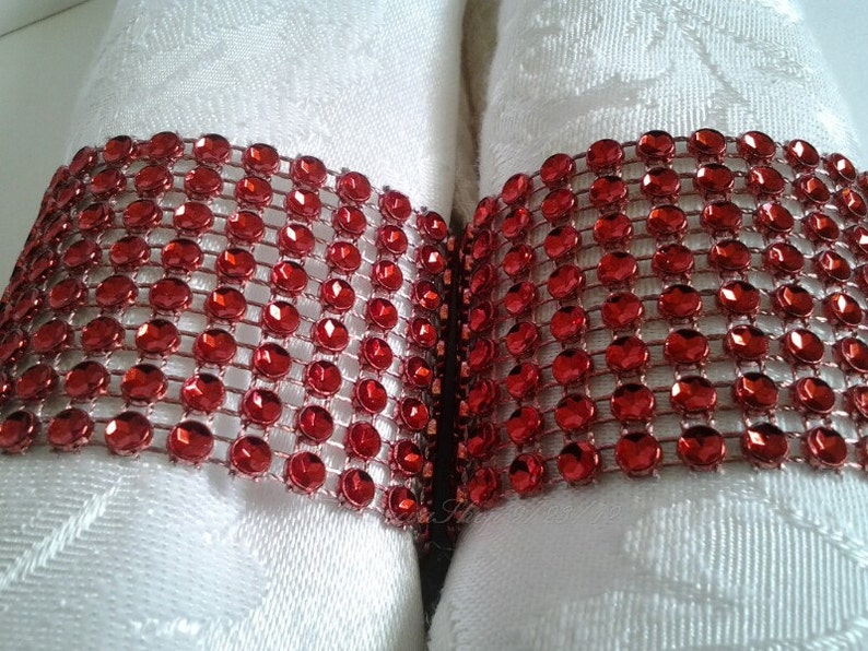 Red Bling Napkin Rings Rhinestone Napkin Ring Wraps Etsy