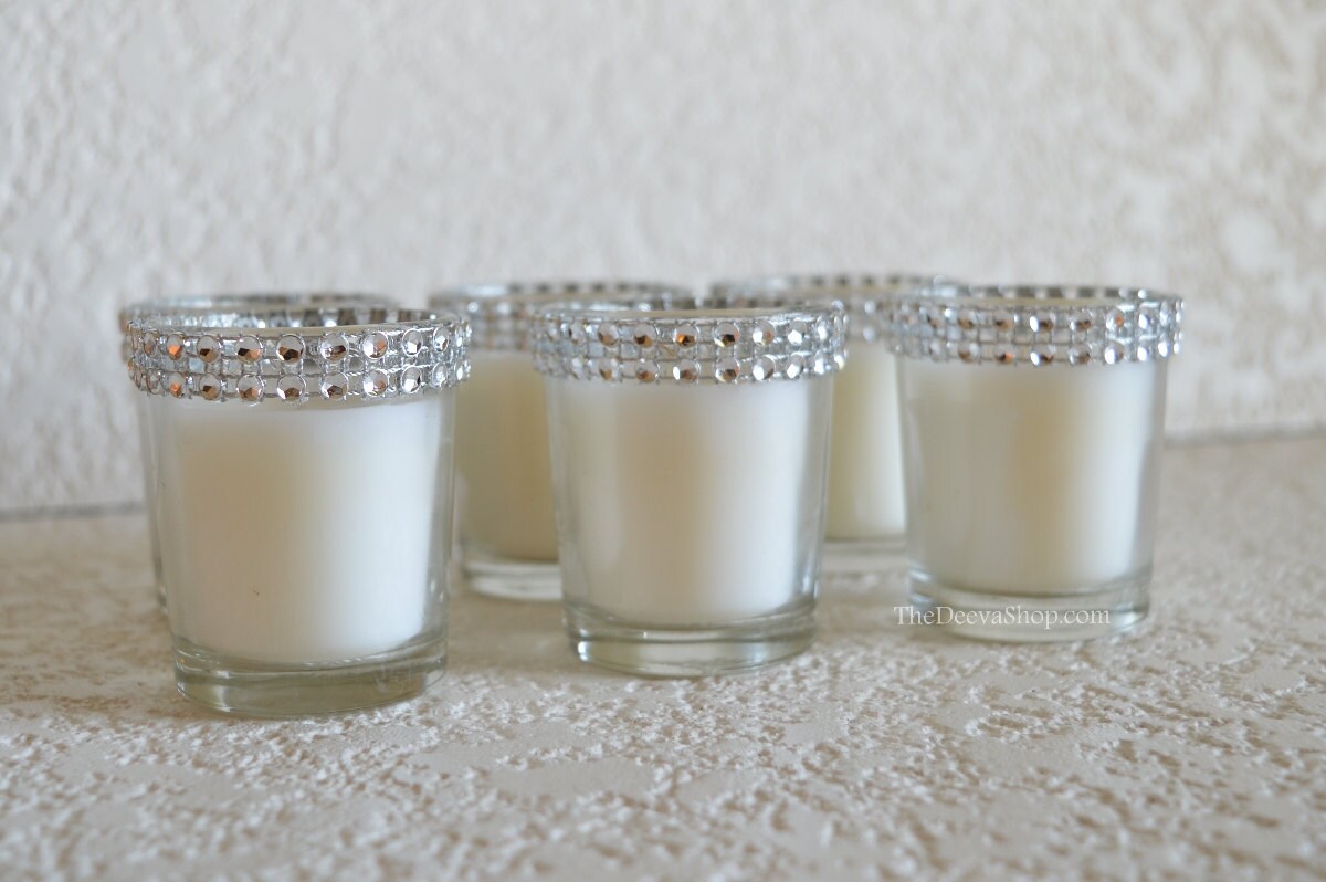 Votive Candles - Silver Bling Wedding Rhinestone Votives - Wedding  A…