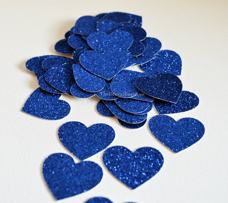 Glitter Confetti Blue Glitter Confetti Hearts Glitter Wedding Decor Party Cut Out Glitter Hearts Table Scatter Confetti 50 Pcs Bild 1
