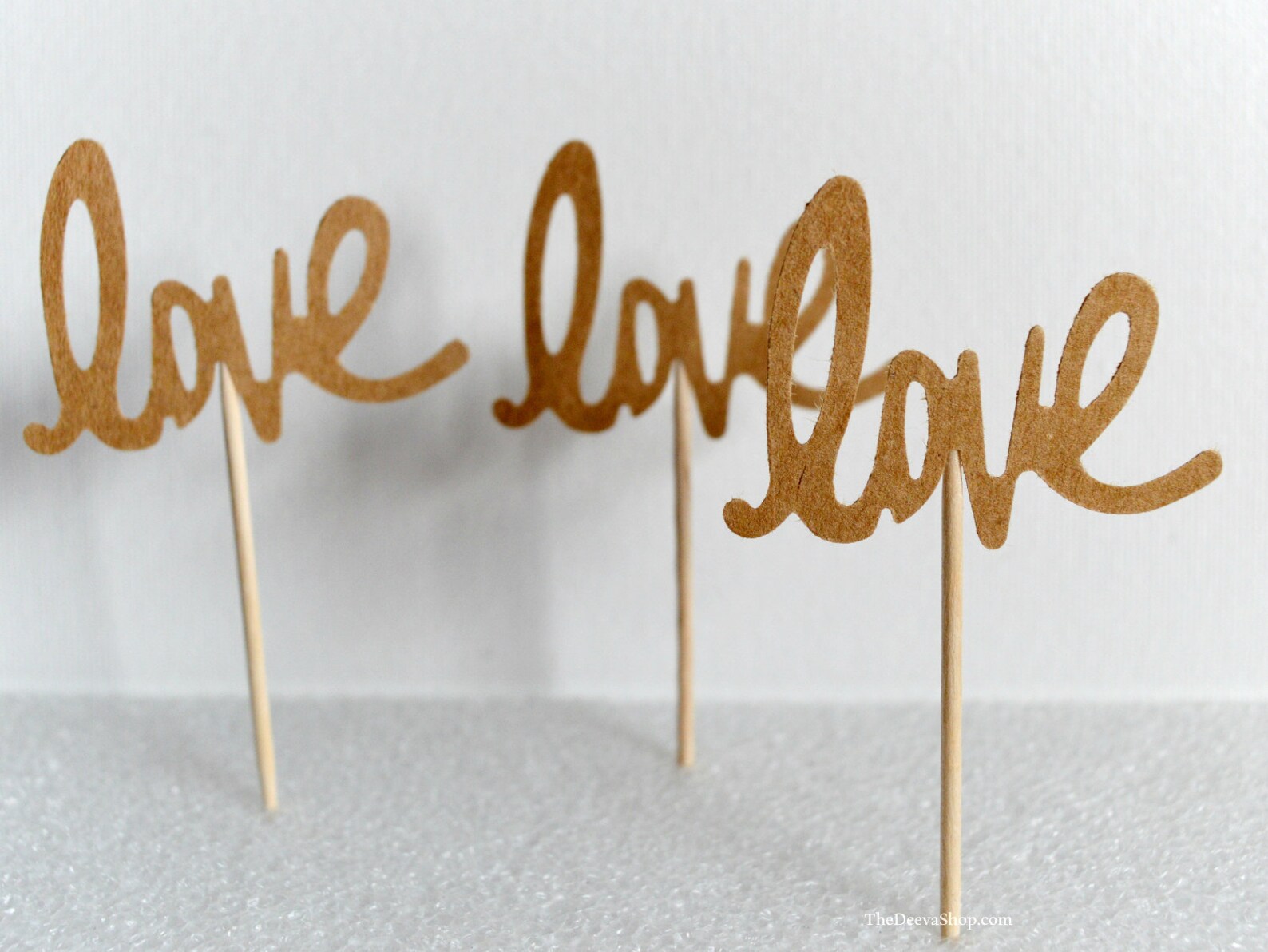 Cupcake Toppers Kraft Love Cupcake Toppers Wedding Bridal Etsy