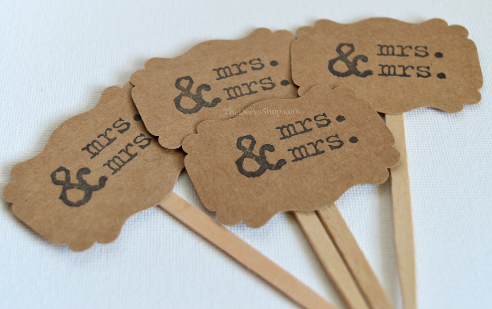 Kraft Cupcake Toppers Mrs & Mrs Wedding Cupcake Toppers Etsy