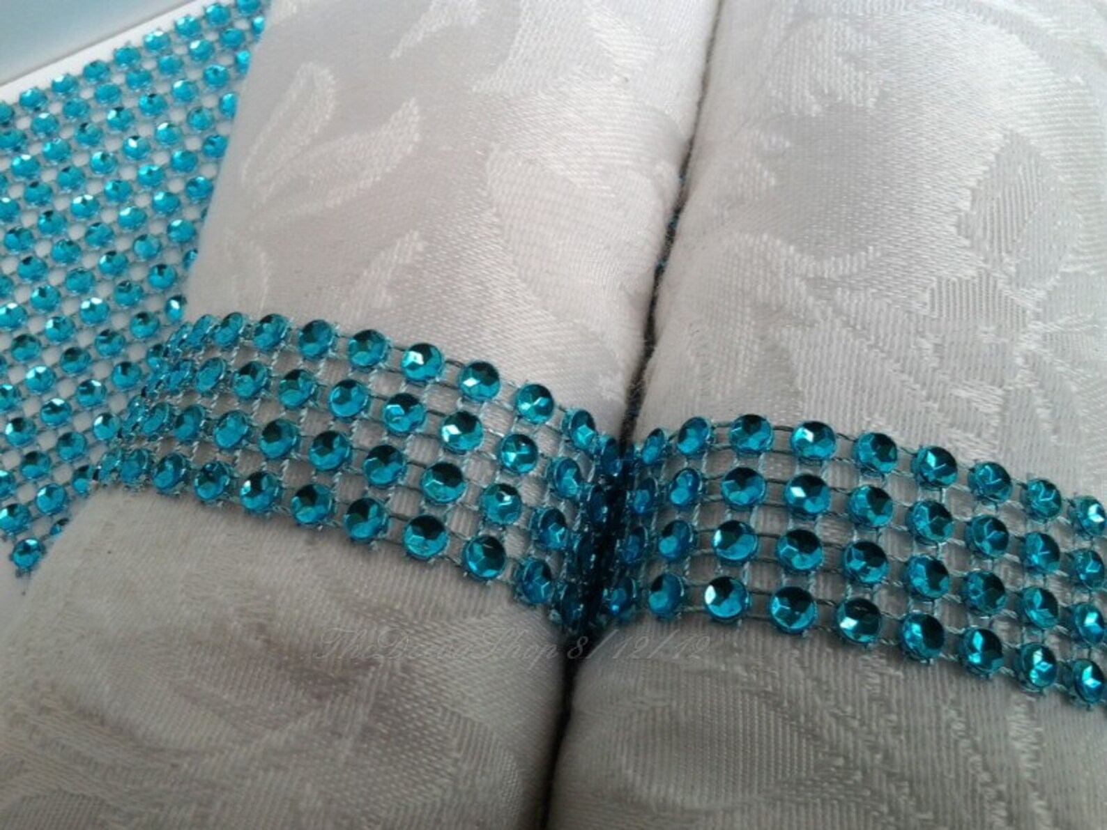 Turquoise Napkin Rings Teal Bling Wedding Napkin Rings Etsy