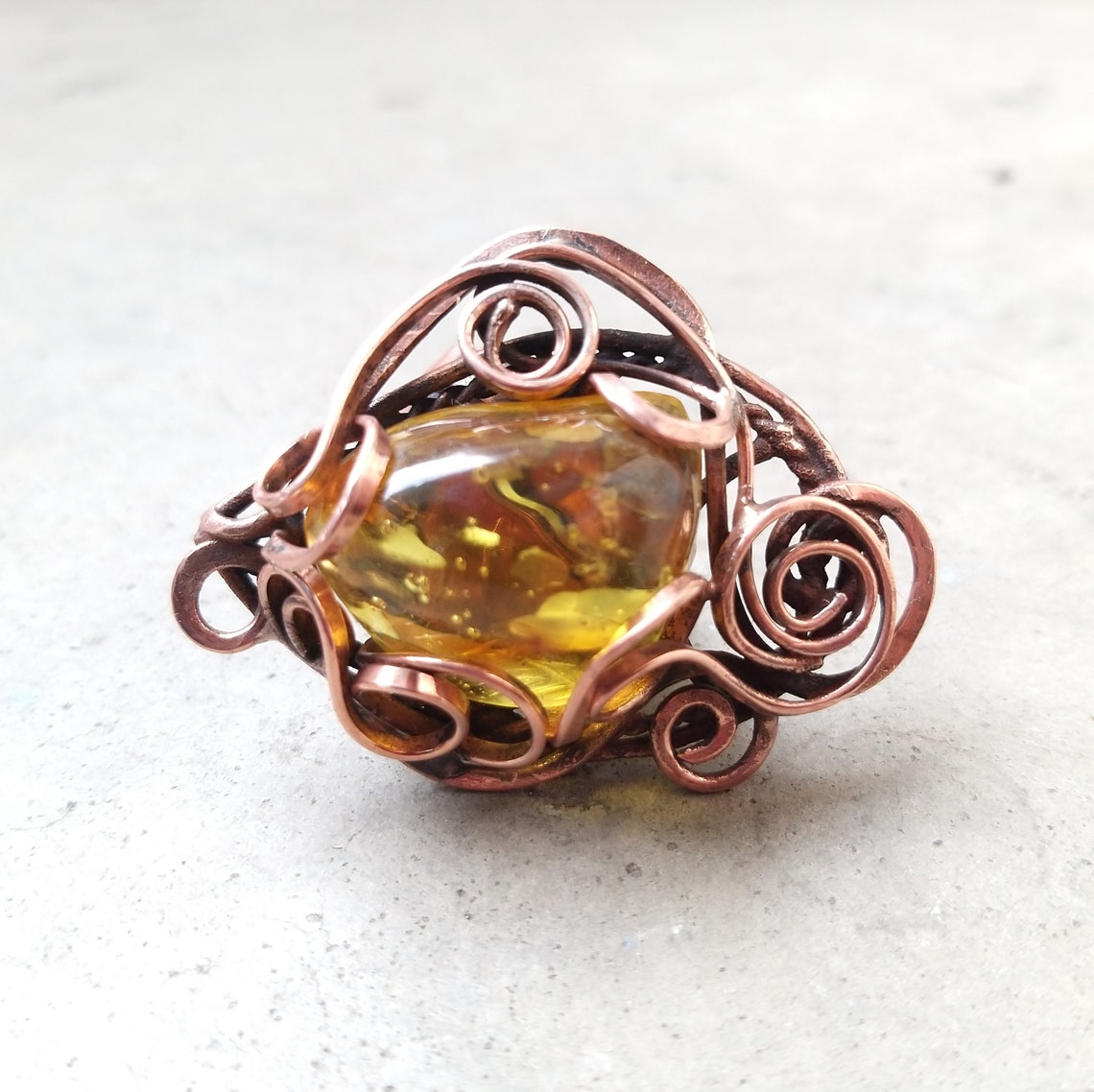 Bernstein Draht Wickelring für Frauen. Großer rustikaler | Etsy