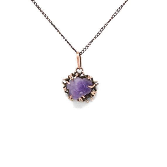 Mens Necklace Raw Stone Amethyst Pendant Wire Wrapped Jewelry - Raw Amethyst Pendant Necklace