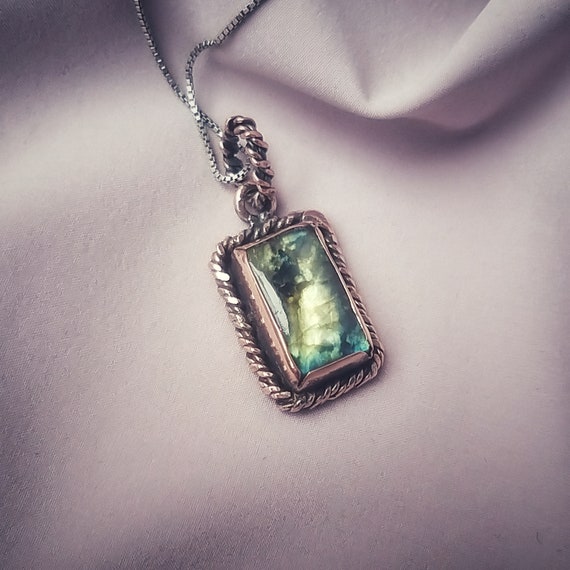 elven pendant Handmade leather pendant gift for her gift for him leather jewelry hand tooled leather unique gift gemstone pendant