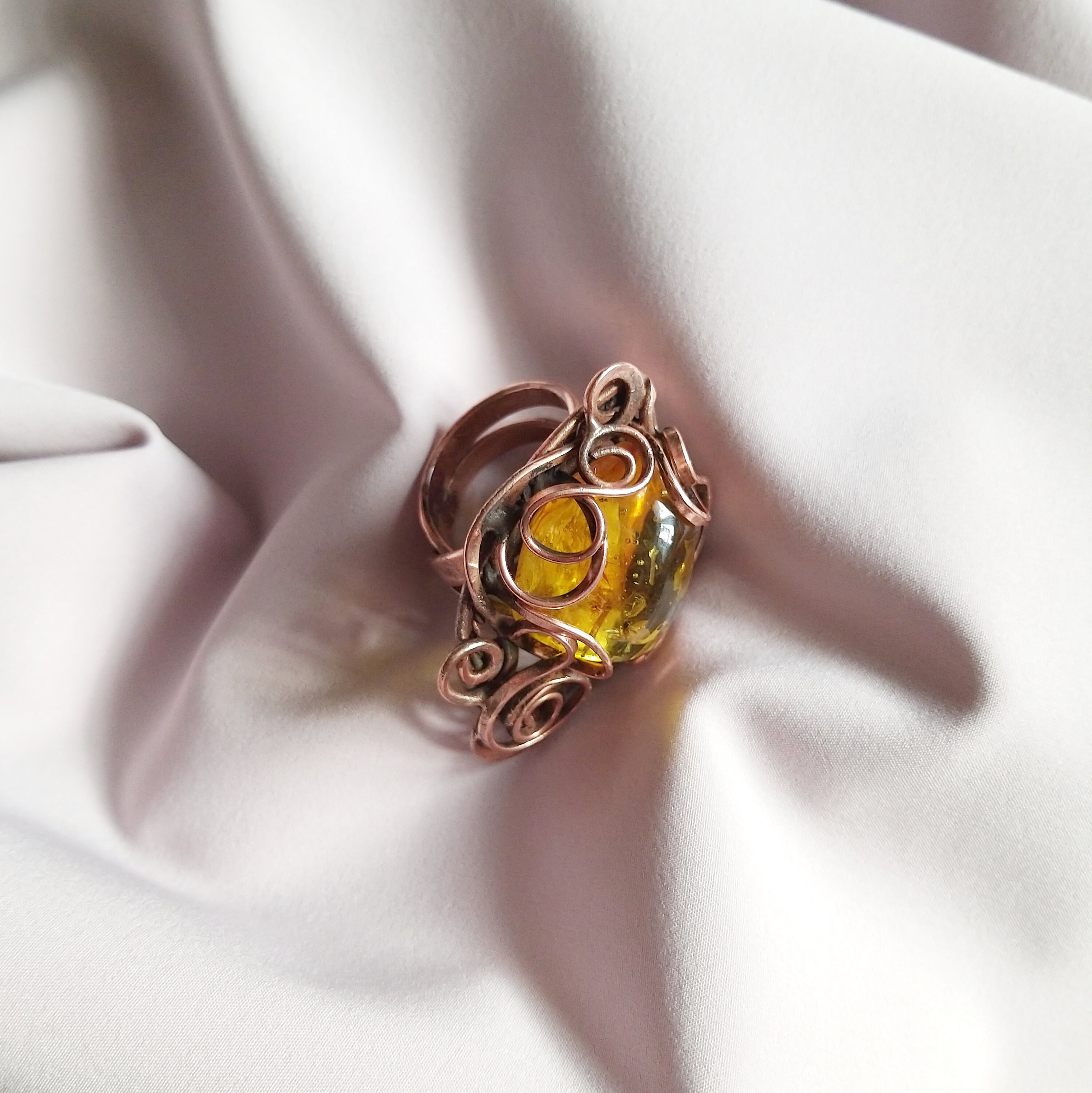 Bernstein Draht Wickelring für Frauen. Großer rustikaler | Etsy