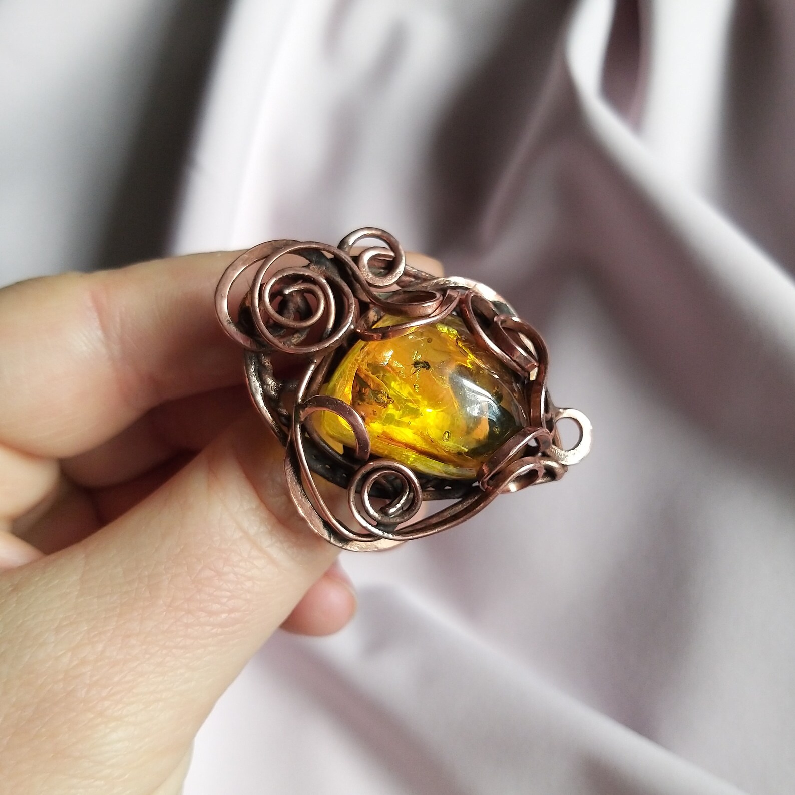 Bernstein Draht Wickelring für Frauen. Großer rustikaler | Etsy