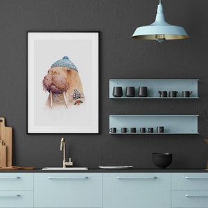 Tattooed Walrus Art Print Nautical Nursery Wall Art Tattooed Sailor Sea Walrus image 3