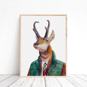 Pronghorn Deer Rustic Cabin Wall Art, Ranch Home wall art, Woodland Holiday Gift, Eclectic Home Decor