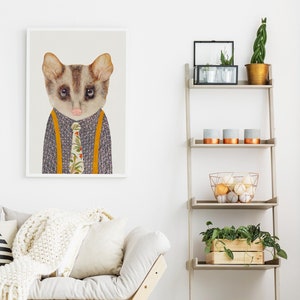 Australian Possum Art Print - Australian Animal Wall Art - Baby Animal Nursery Interior Decor