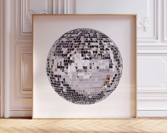 Disco Ball Digital Download Printable Wall Art, Retro Mirror Ball Dorm Decor, Modern Luxe Living Chic Wall Art, y2k Aesthetic Pop Art