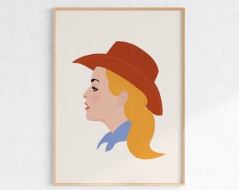 Western Cowgirl Print, Roommate Gift, Modern Ranch Wall Art, Boho Dorm Decor, Dolly Parton Asthetic Poster