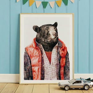 Stampa Trailblazer Bear – Decorazione avventurosa retrò anni '80