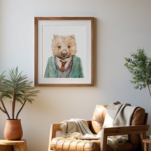 Wombat Art Print Rustic Australian Interior Wall Art Whimsical Australian Animal Wall art image 1