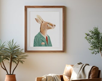 Kangaroo Art Print - Rustic Australian Interior Wall Art