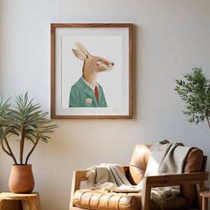 Kangaroo Art Print Rustic Australian Interior Wall Art image 1