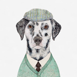 Dalmatian Art Print Dapper Dog Dalmatian Cool Mint Wall Art image 2