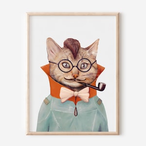 Eclectic Cat Art Print - Count Duke of the Kittiverse - Funny Cat lovers Gift Poster - Cat portrait Wall Art