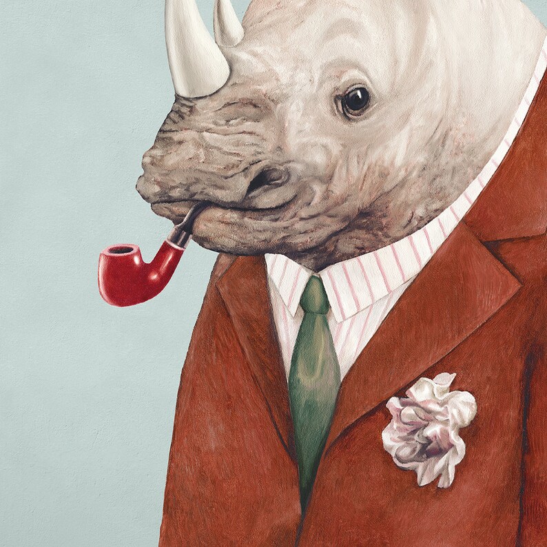 Rhinoceros Art Print  Animal Wall Art  Large Animal Print  image 1