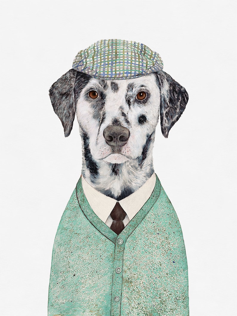 Dalmatian Art Print Dapper Dog Dalmatian Cool Mint Wall Art image 2