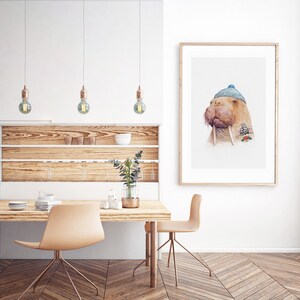 Tattooed Walrus Art Print Nautical Nursery Wall Art Tattooed Sailor Sea Walrus image 5